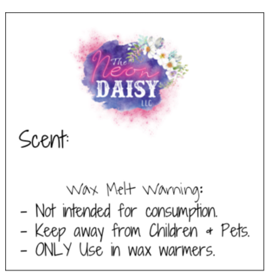 2" Square WAX MELT Logo WITH Scent & Warning Label- 60 in a Bundle