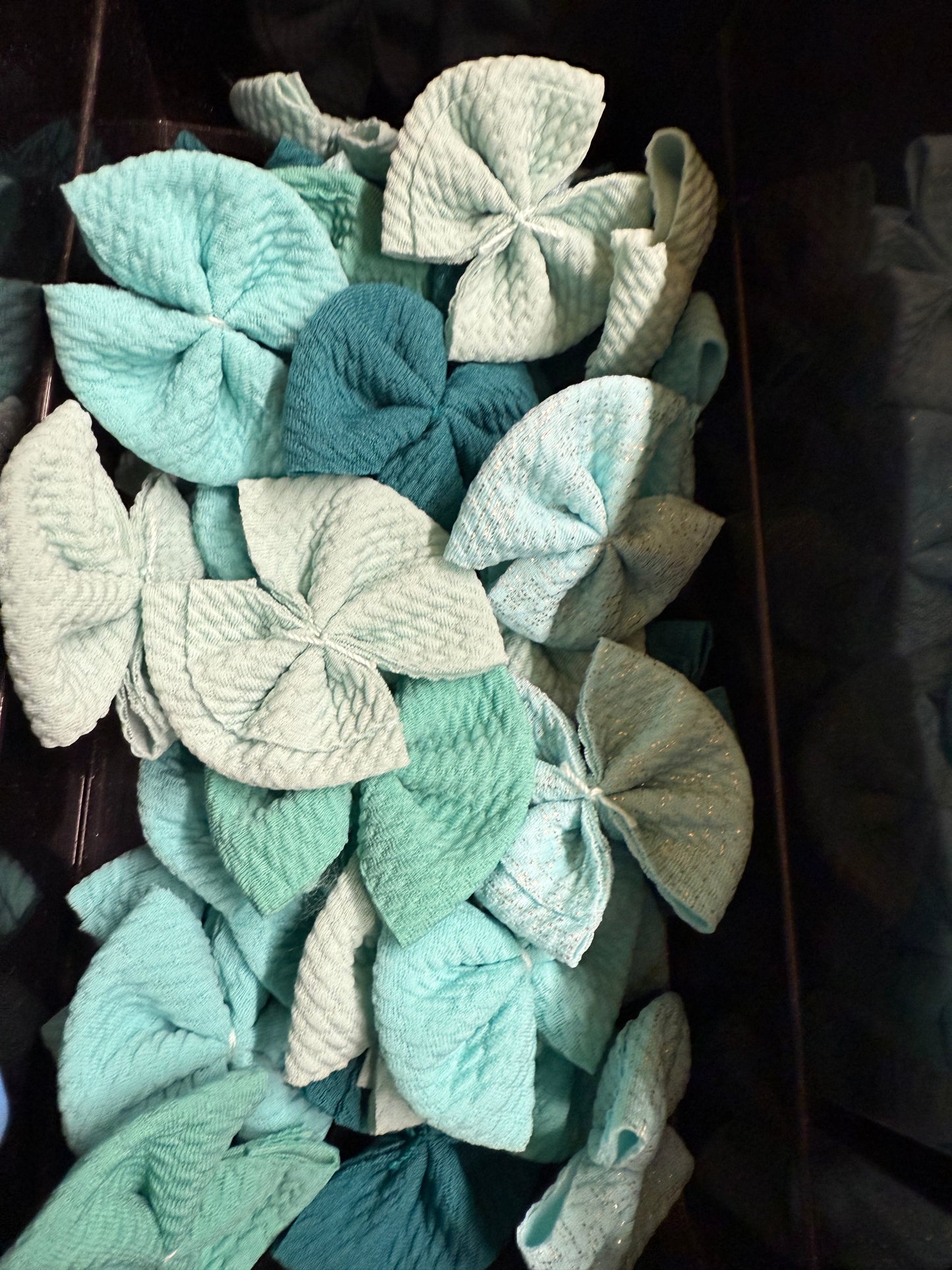 Teal/Aqua Mix- Bullet Bow