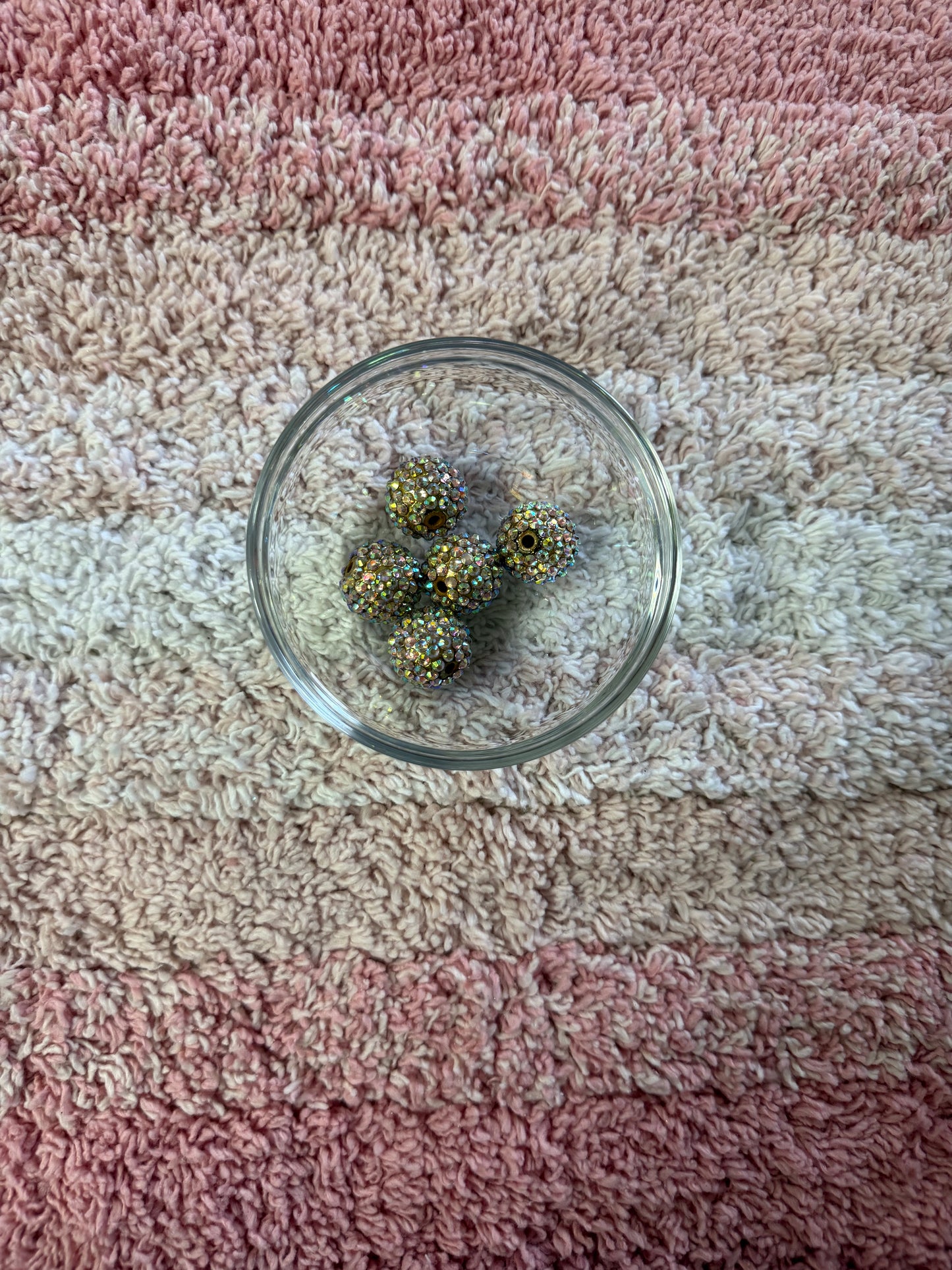 20mm Champagne Rhinestone Bubblegum Beads (5 Beads In A Pack)