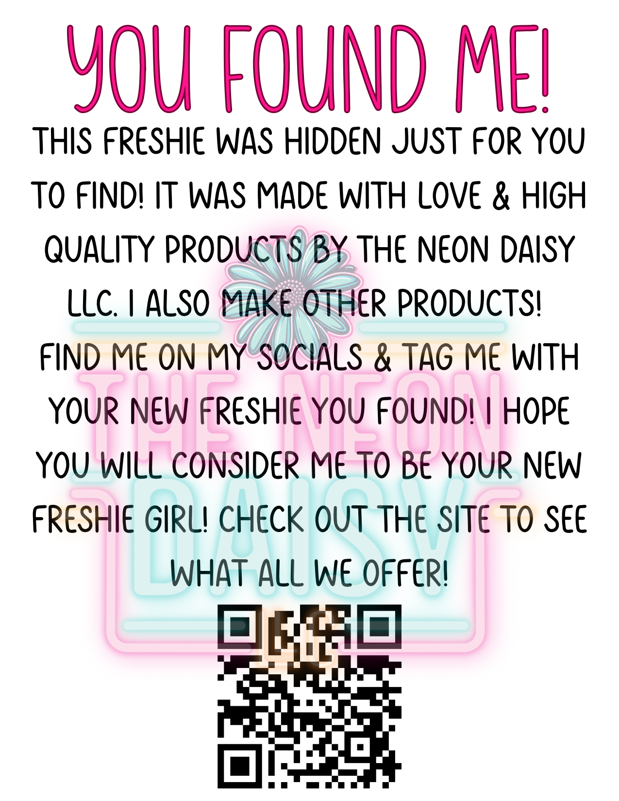 You Found A Freshie- Postcard (4 In A Set) (Double Sided)
