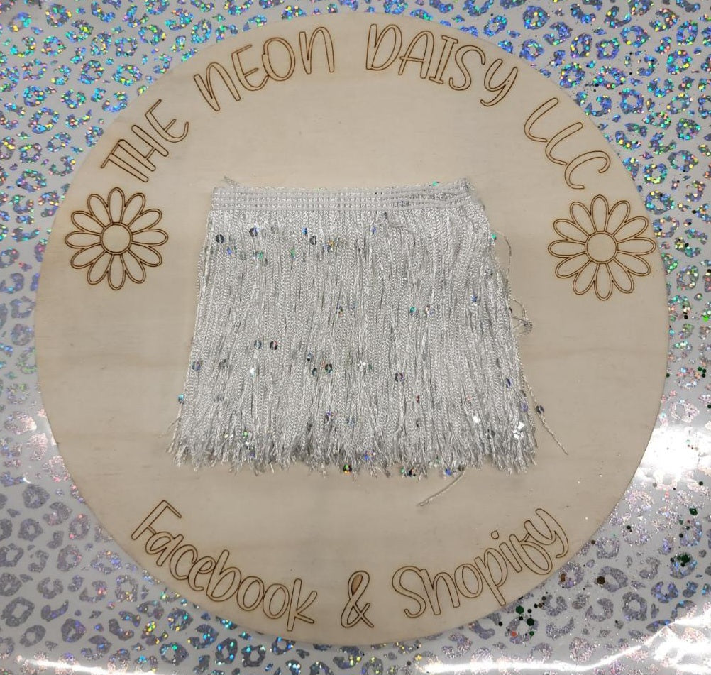 4" White Sequin Fringe