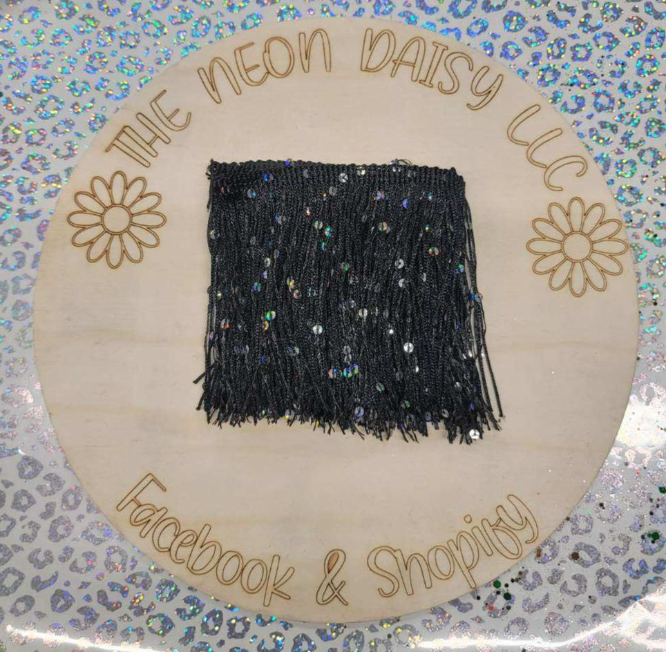 4" Black Sequin Fringe