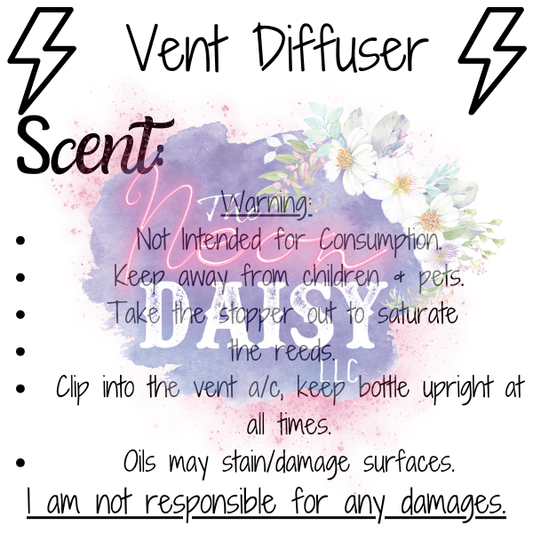2"x2" Square - Vent Diffuser Warning/Scent Label- 100 Labels In A Bundle