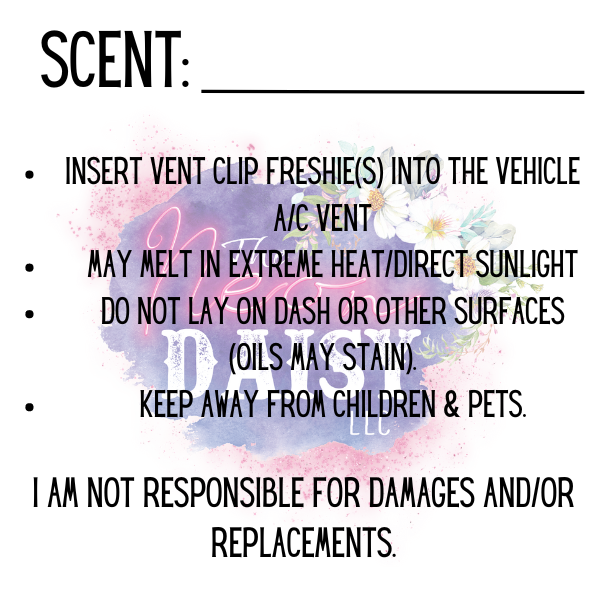 2"x2" Square - Vent Clip Warning/Scent Label- 100 Labels in a Bundle.