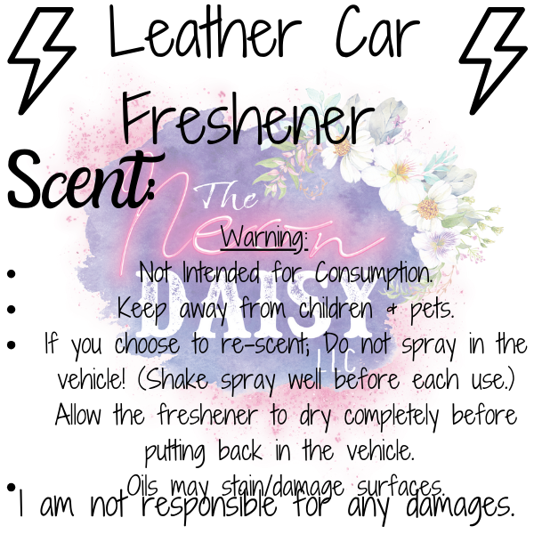 2"x2" Square - Leather Car Freshener Warning/Scent Label- 100 Labels In A Bundle