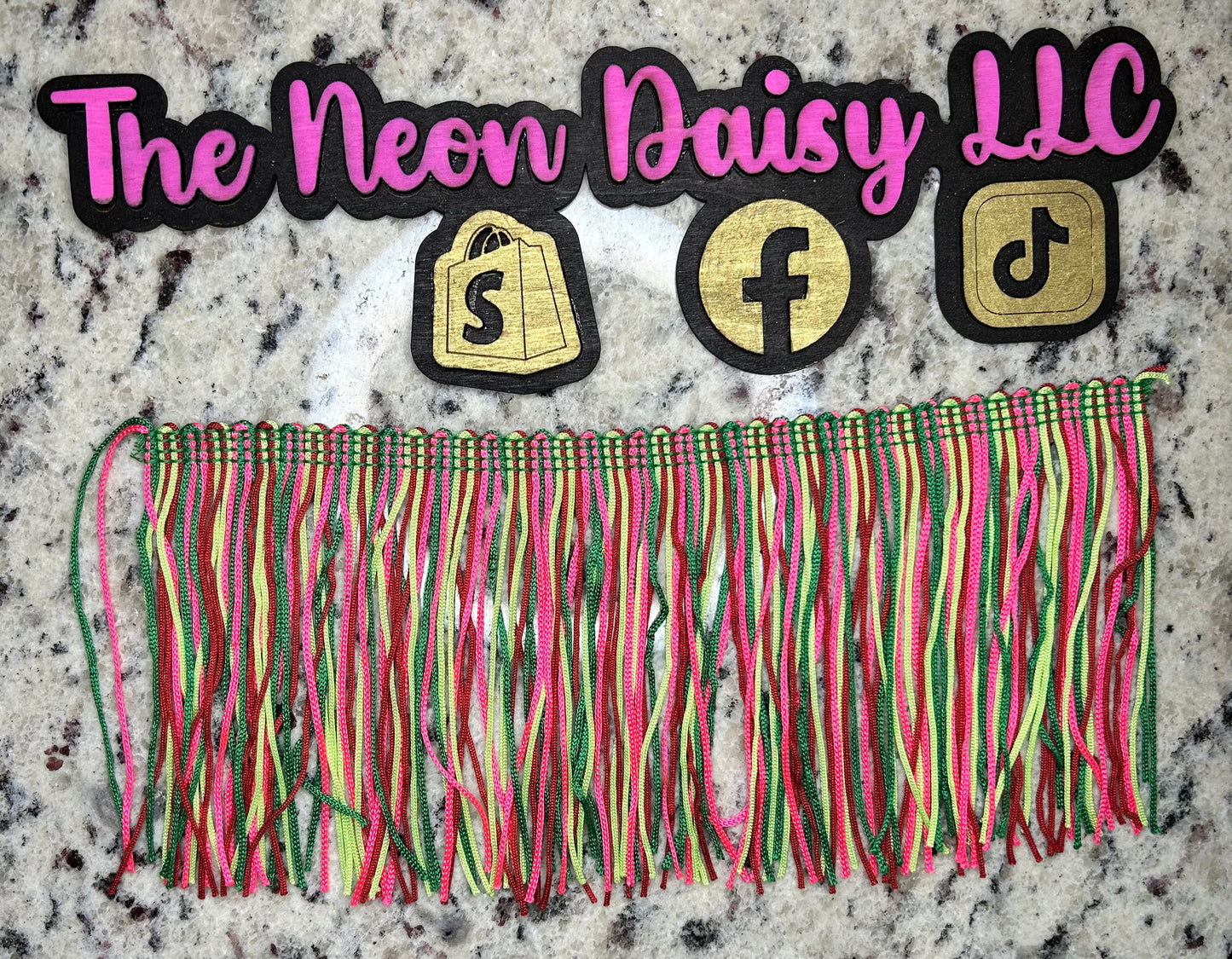 4" Neon Watermelon Fringe