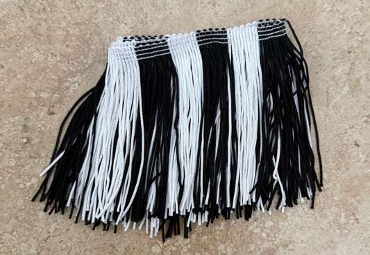 4" Black/White Chunks Fringe