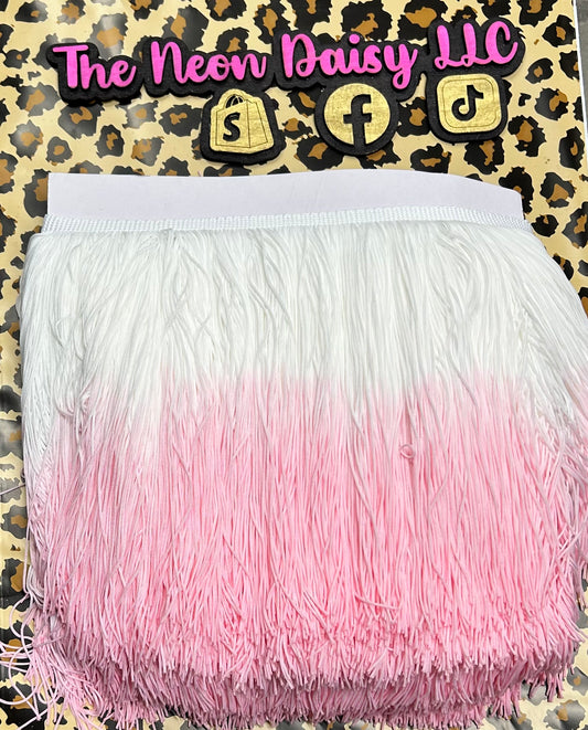 White/Baby Pink Ombre Fringe