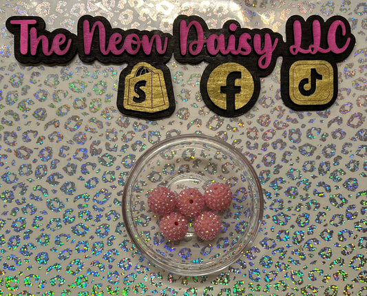 20mm Light/Baby Pink RHINESTONE Bubblegum Bead