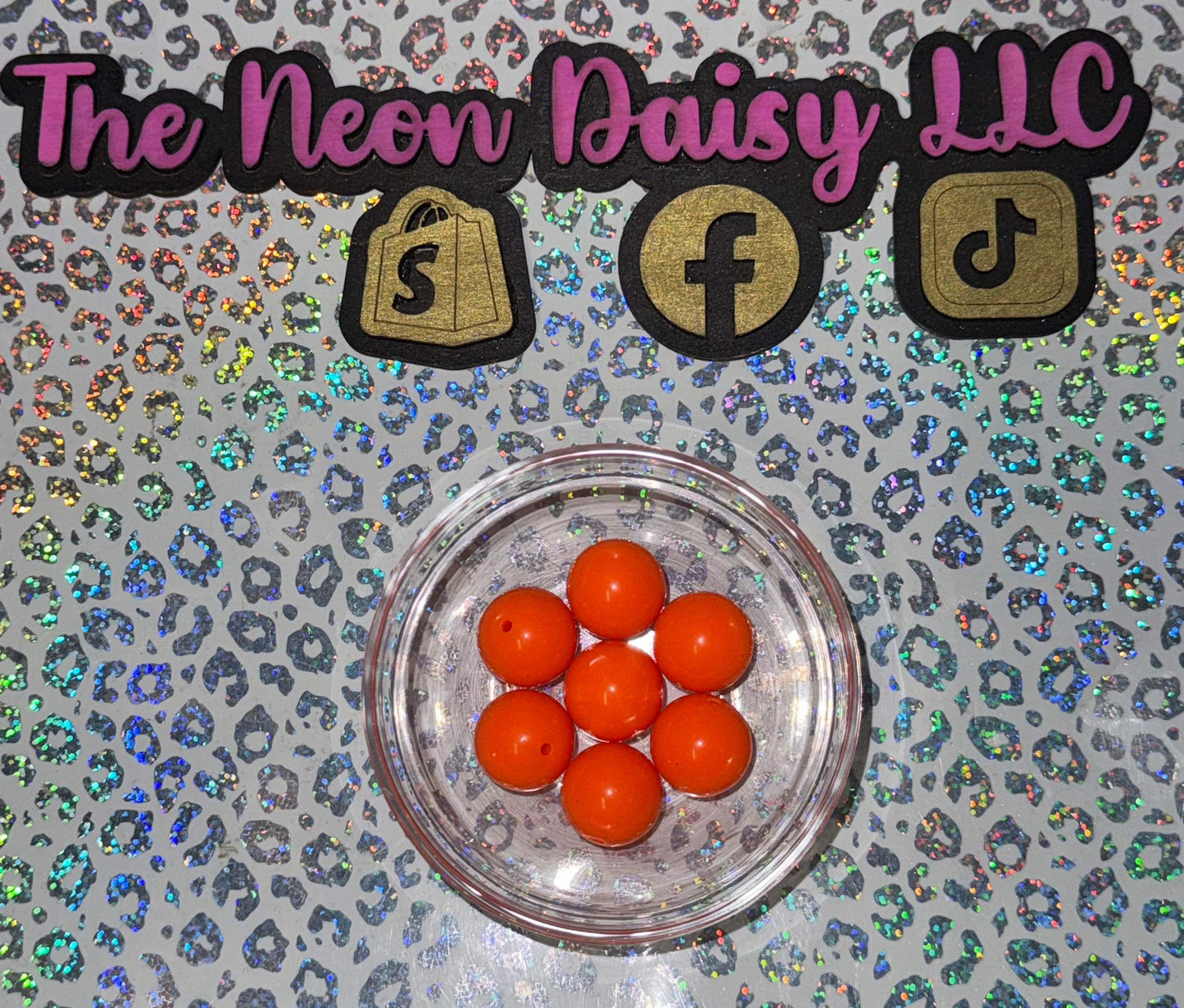 20mm Orange Solid Bubblegum Bead