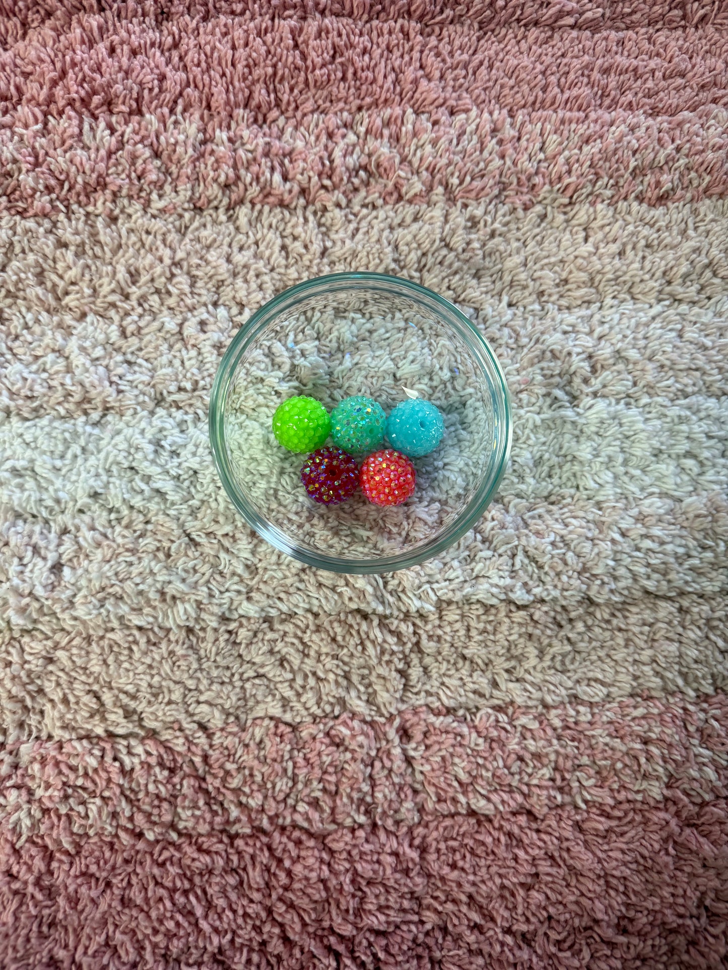 20mm Neon Mix Rhinestone Bubblegum Beads (5 Beads In A Pack)