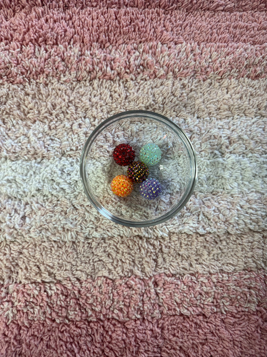 20mm Rhinestone Mix Bubblegum Beads (5 Beads In A Pack)