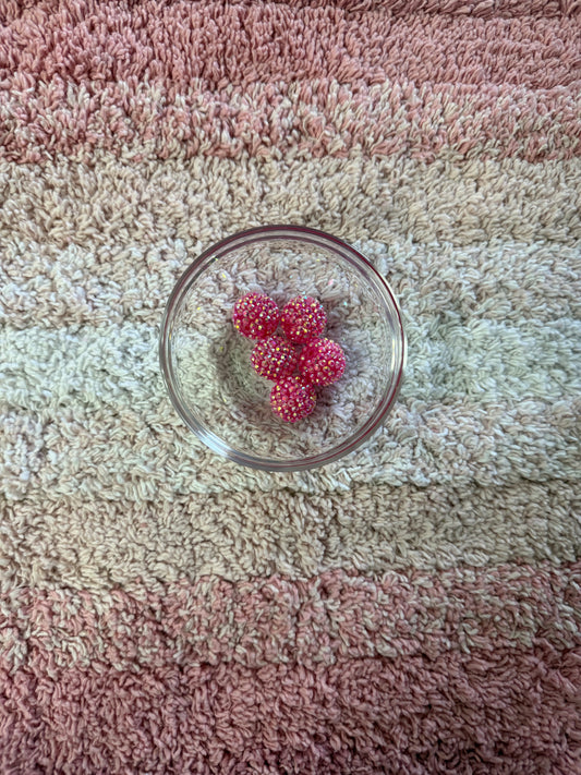 20mm Hot Pink Rhinestone Bubblegum Beads (5 Beads In A Pack)