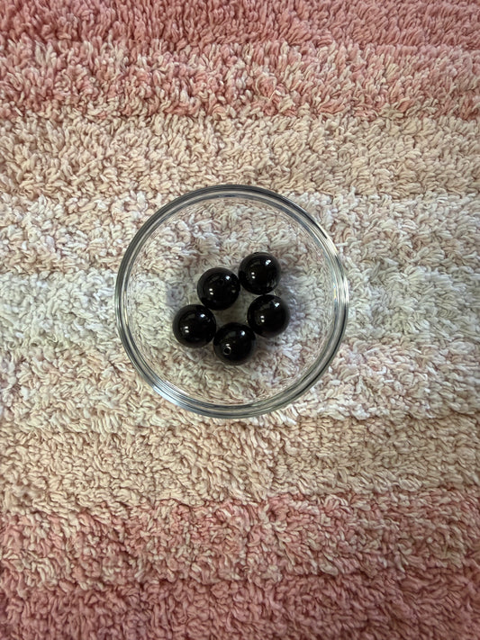 20mm Solid Black Bubblegum Beads (5 Beads In A Pack)