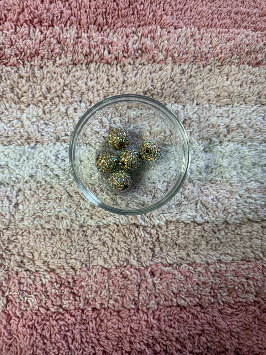 20mm Champagne Rhinestone Bubblegum Beads (5 Beads In A Pack)