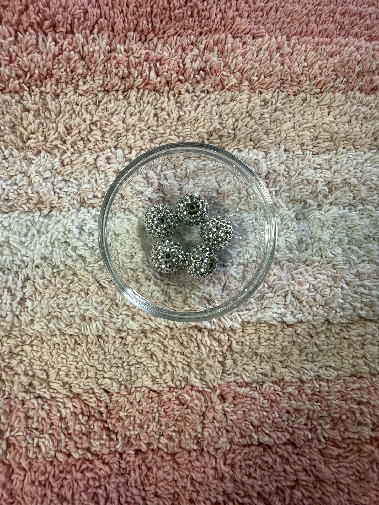 20mm Silver Rhinestone Bubblegum Beads (5 Beads In A Pack)