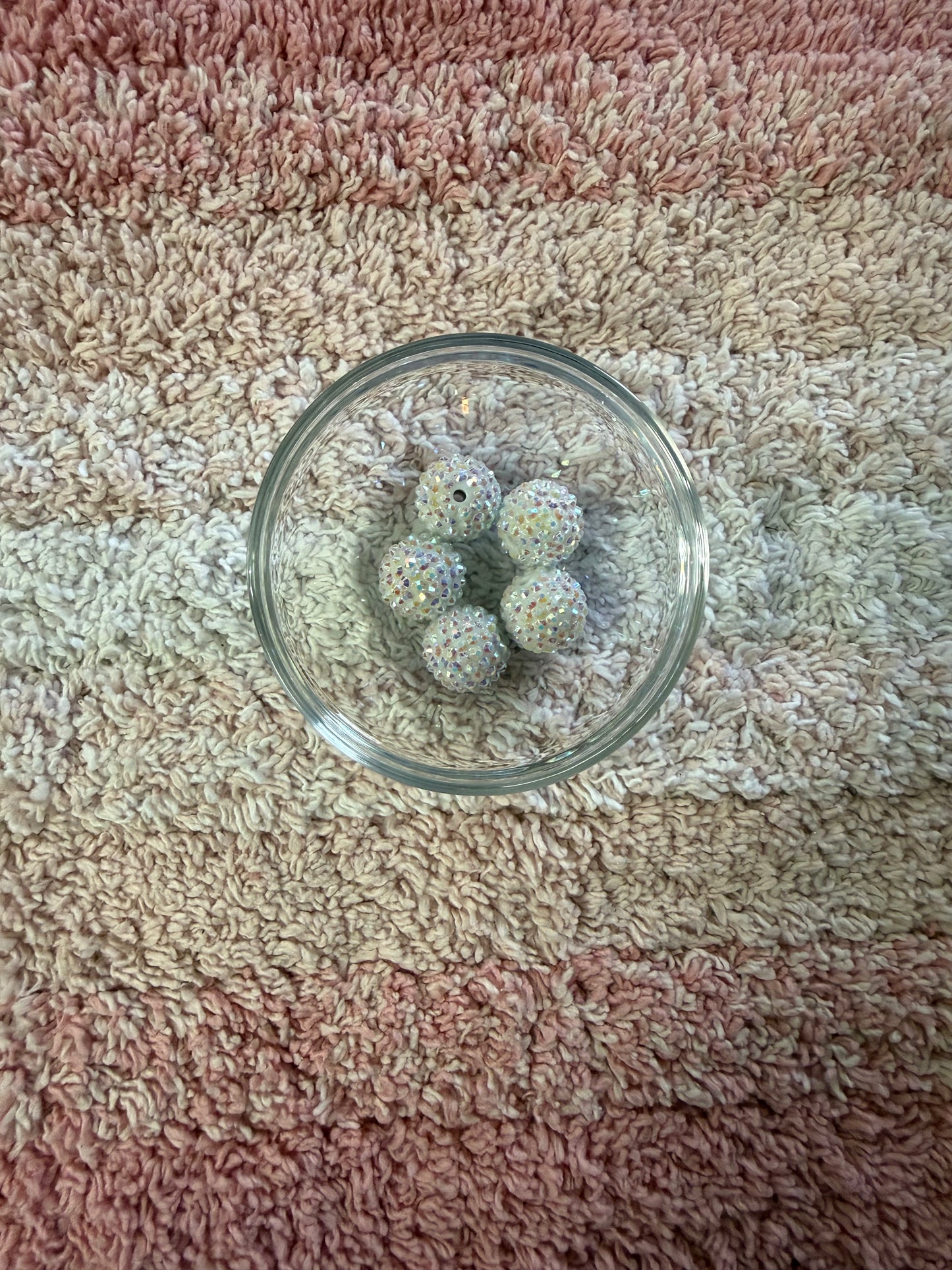 20mm White Rhinestone Bubblegum Beads (5 Beads In A Pack)