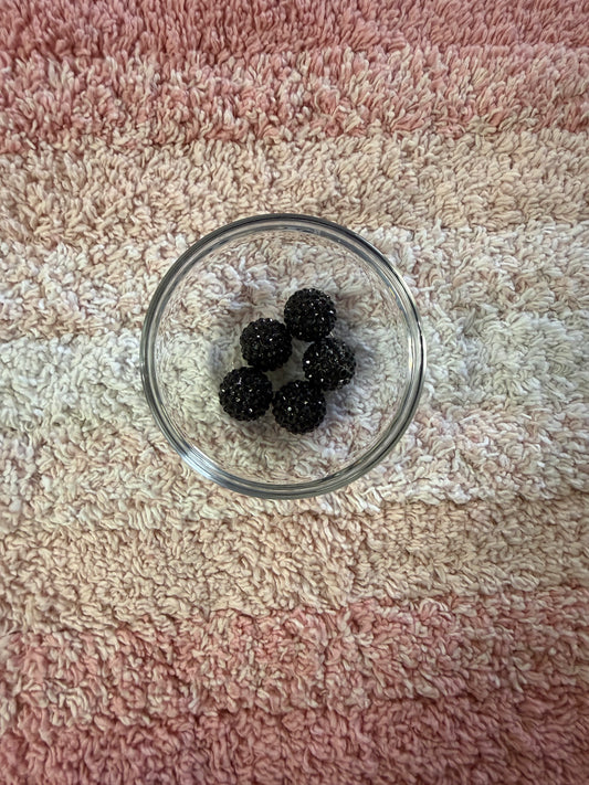 20mm Black Rhinestone Bubblegum Beads (5 Beads In A Pack)
