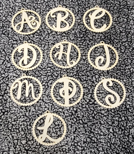 UNFINISHED Scalloped Letter Car Charms